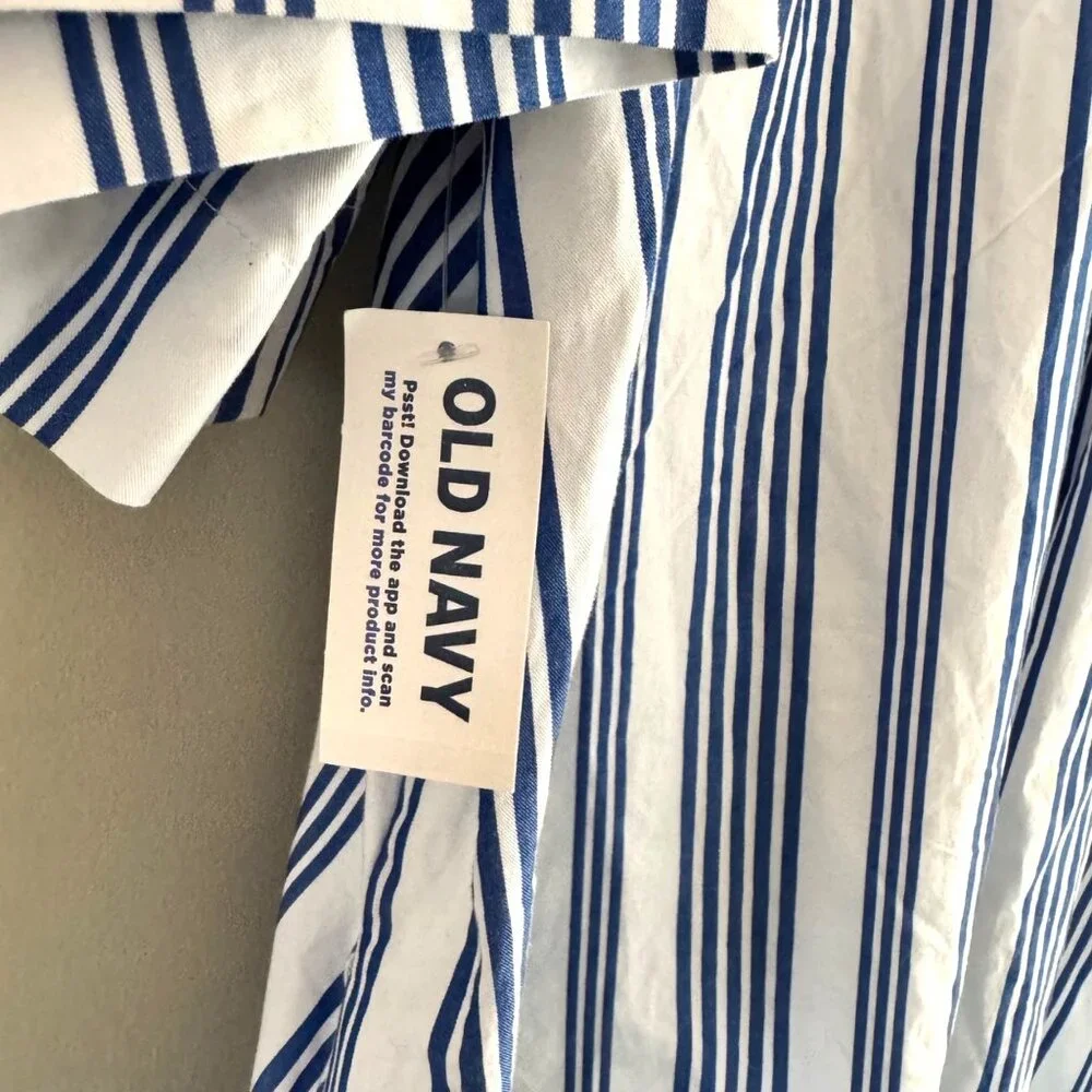 Old Navy Womens Striped Collared Swing Short-Sleeve Shirt Dress with Pockets - Picture 5 of 5